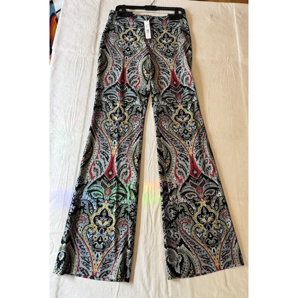 Alice + Olivia Teeny Fit Flare Bootcut Pants Paisley Poem CC508P20111 Size 8